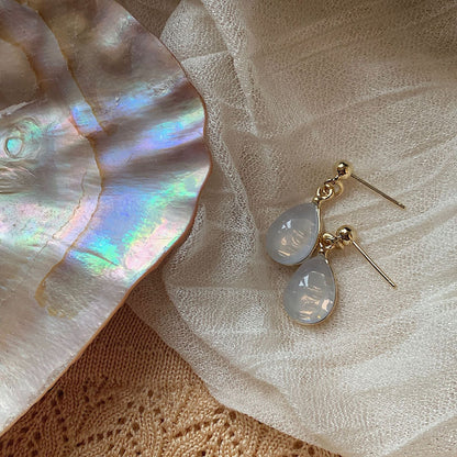 Painting Mist Blue And Orange Raindrop Earrings