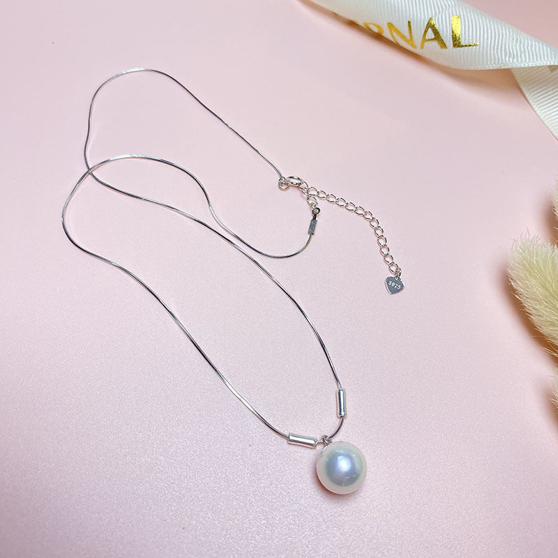 Simple Fine Snake Bones Chain Pearl Necklaces