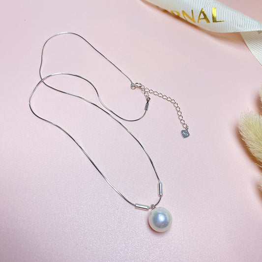 Simple Fine Snake Bones Chain Pearl Necklaces