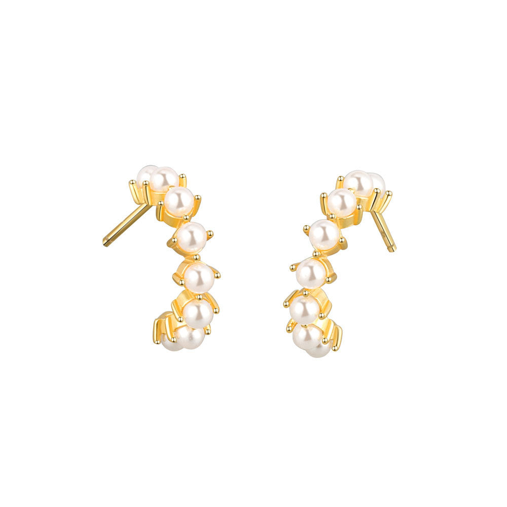 Inlaid Pearl Geometric Trend Semicircle French Earrings