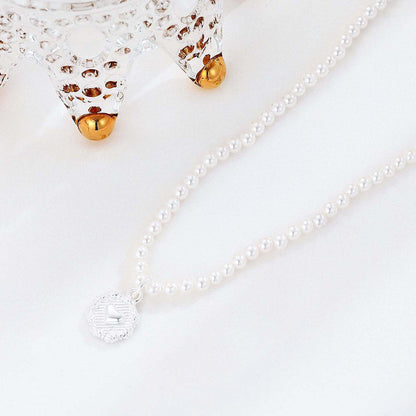 Women's Sterling Sier Pearl Heart Temperamental Minority High-grade Ornament Light Necklaces