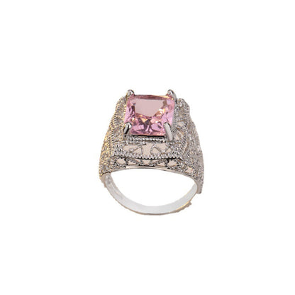 Pink Diamond Topaz Vintage Hollow Lace Rings