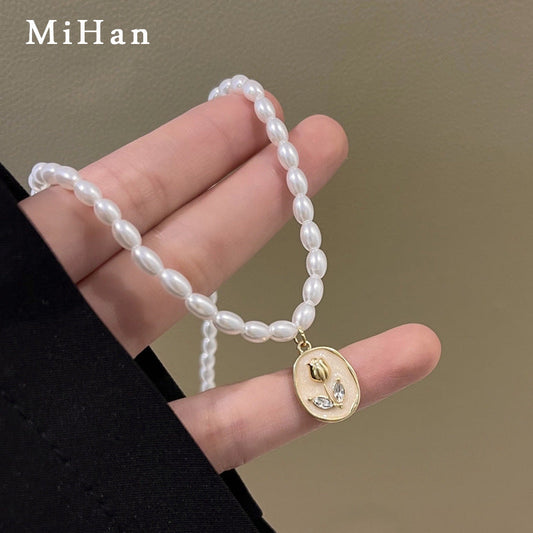 Pearl Sweet Tulip Pendant Style Fairy Clavicle Necklaces