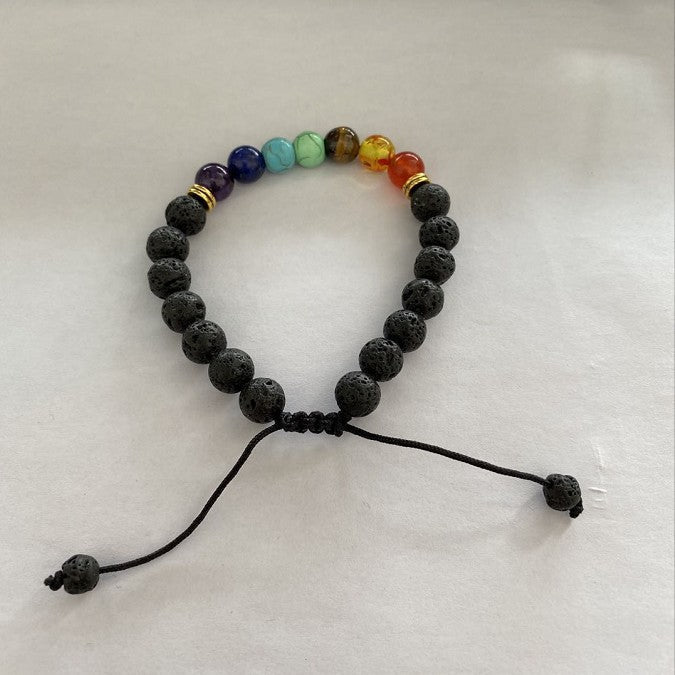 Black Volcanic Rock Handmade Beaded Yoga Bracelets