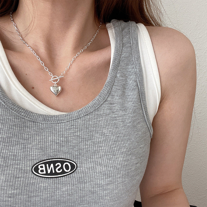 Women's Cold Style Peach Heart For Couple Long Sweater Chain Necklaces