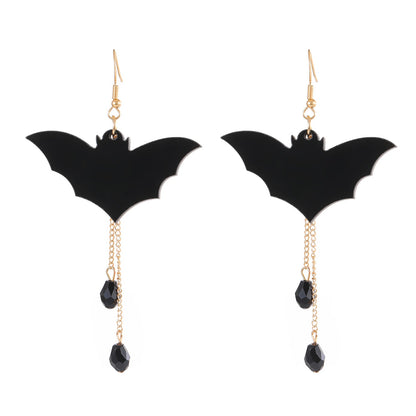 Female Gothic Dark Bat Spider Pumpkin Earrings