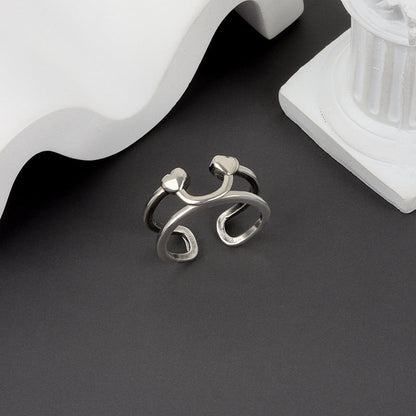 Smiley Face Simple Personality Double Layer Glossy Design Rings