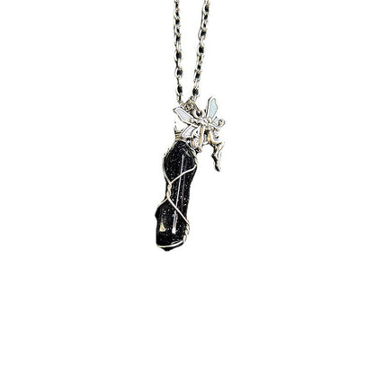 Cute Simple Fairy Crystal With Wings Necklaces