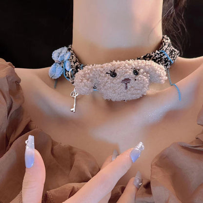 Women's Cute Puppy Fabric Bow Key Fashion Niche Necklaces
