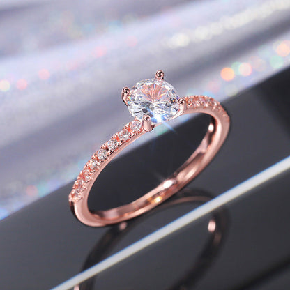 Shi Simple Zircon Engagement Wedding Copper Rings