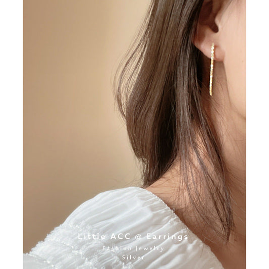 Women's Sparkling Hanging Sterling Sier Gold Plated Earrings