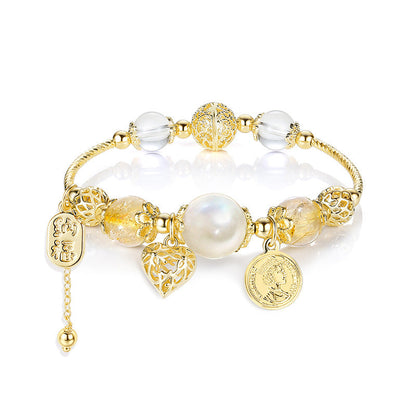 Women's Crystal Gentle Clear Romantic Peach Heart Mix And Bracelets