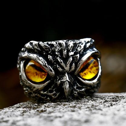 Men's Owl Stainless Steel Vintage Devil's Eye Rings