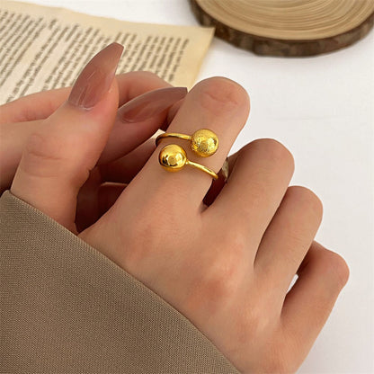 Women's Golden Bean Open Light Sand Stall Rings