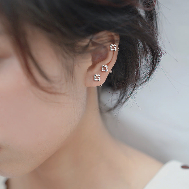 Women's Affordable Luxury Fashion Clover Hollow Ear Earrings