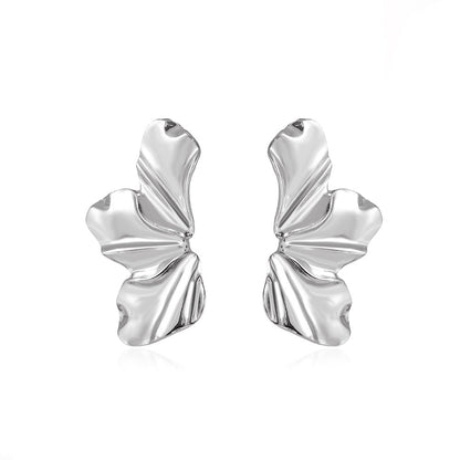 Women's Exaggerated Golden Flower Simple Elegant Matte Irregular Earrings
