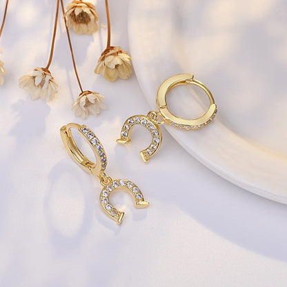 Sier Heart-shaped Ear Clip Female Fresh Refined Rhinestone Earrings