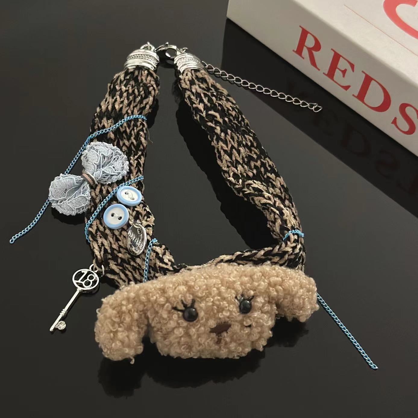Women's Cute Puppy Fabric Bow Key Fashion Niche Necklaces
