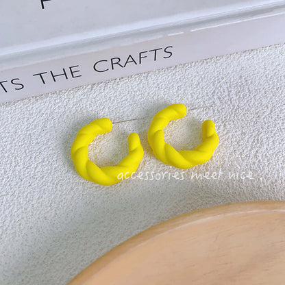 Needle Colored Series Square Round Fresh Earrings