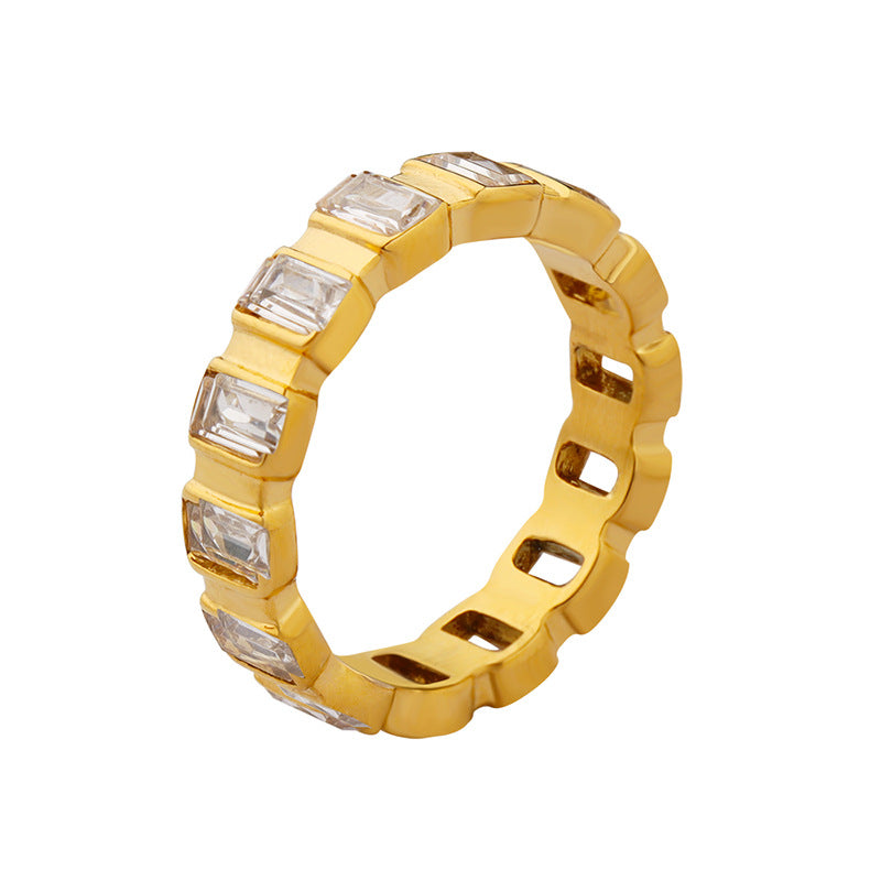 Personality Diamond Zircon Titanium Steel Gold Rings