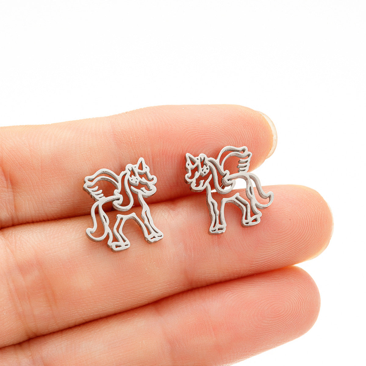 Stainless Steel Cartoon Small Animal Dinosaur Unicorn Earrings