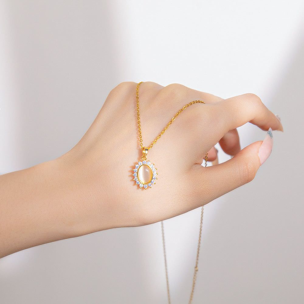 Women's Steel Exquisite Fully Jeweled Loving Heart Necklaces