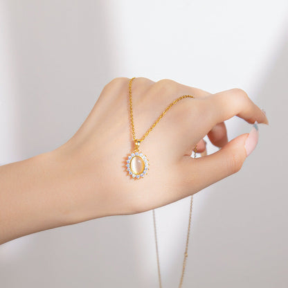 Women's Steel Exquisite Fully Jeweled Loving Heart Necklaces