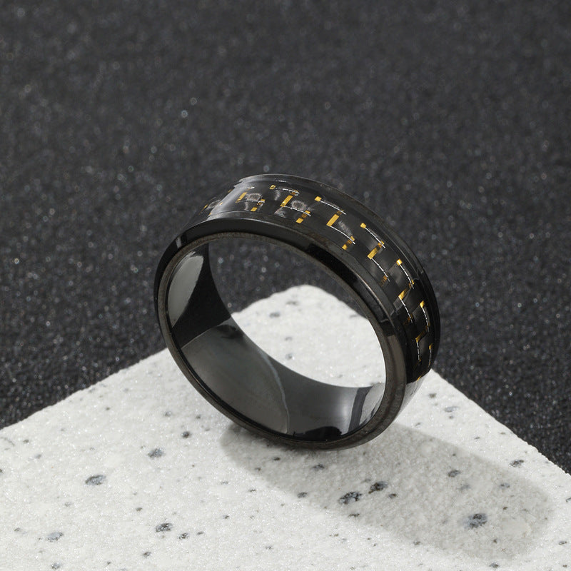 Men's Stainless Steel Ornament Simple Carbon Fiber Multicolor Rings