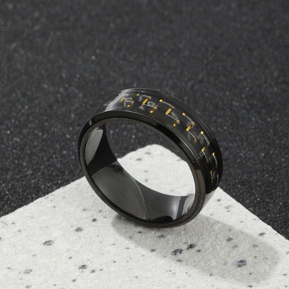 Men's Stainless Steel Ornament Simple Carbon Fiber Multicolor Rings