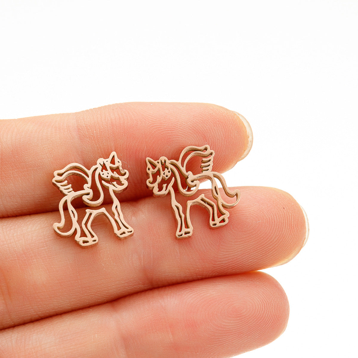 Stainless Steel Cartoon Small Animal Dinosaur Unicorn Earrings