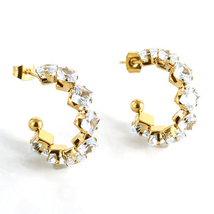 Women's Rhinestone Ear South America Fashionable Golden Titanium Light Rings
