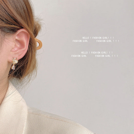 Zircon Butterfly Sier Needle Plated Glass Earrings