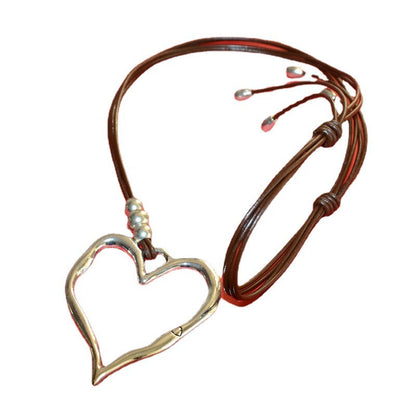 Women's Total Love Pendant Retro Leather Rope Bohemian Necklaces