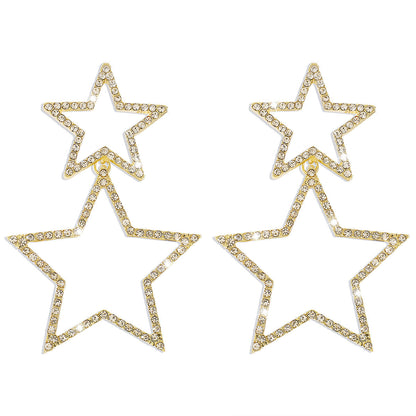 Women's Sexy Group Style Fashion Rhinestone Five-pointed Earrings