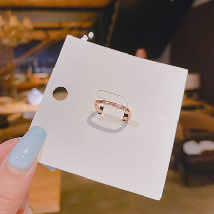 Micro Inlaid Zircon Couple Small Square Finger Pair Of Rings