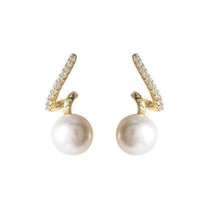 Micro Inlaid Zircon Sier Needle Plated Geometric Earrings