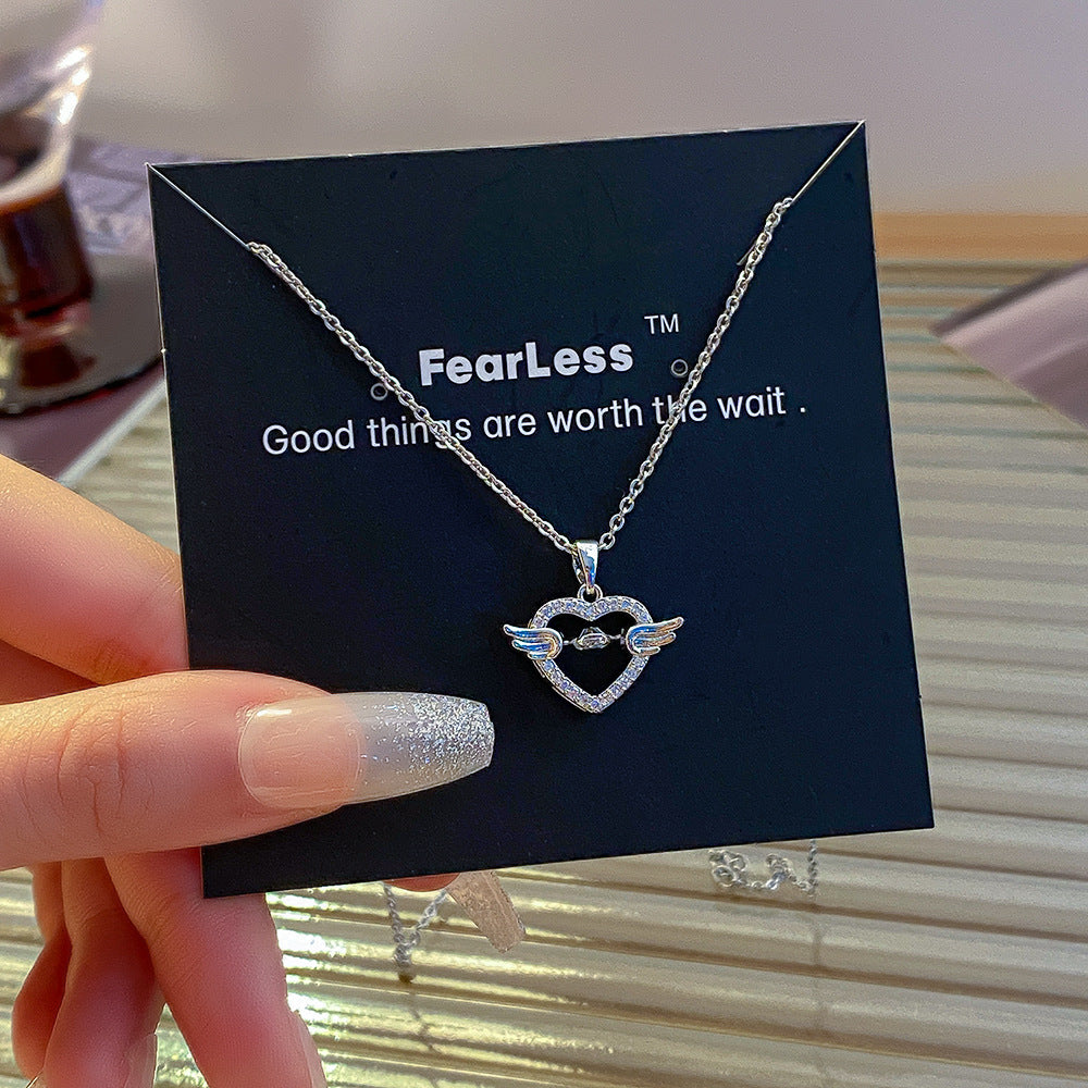 Women's Steel Exquisite Fully Jeweled Loving Heart Necklaces