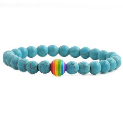 Matte Black Frosted White Turquoise Couple Bracelets