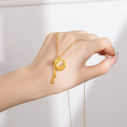 Women's Steel Exquisite Fully Jeweled Loving Heart Necklaces