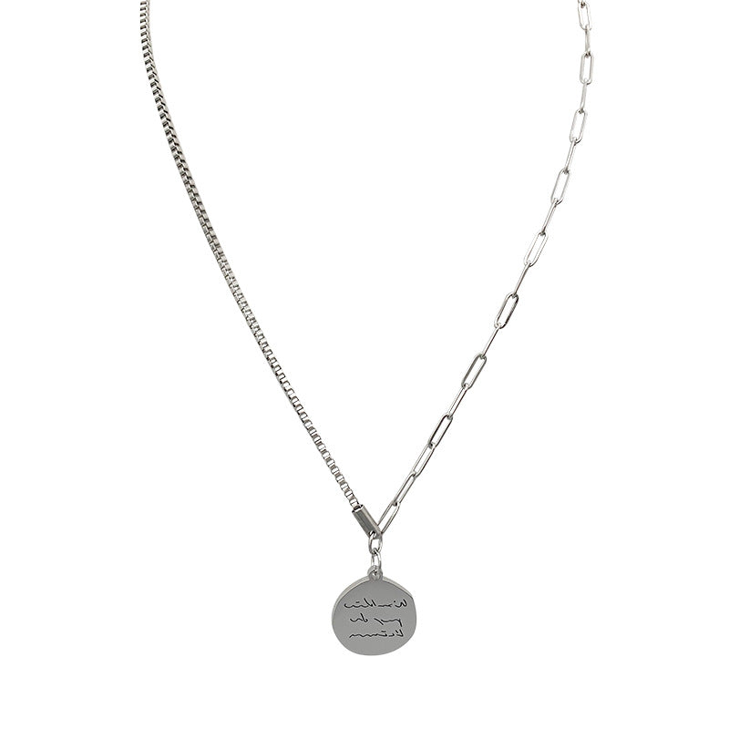 Women's Round Letter Stainless Steel Hip Hop Simple Personalized Chain Necklaces