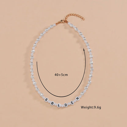 Women's Personalized Simple English Letter Beaded Pearl Necklaces