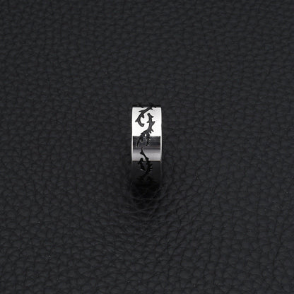 Chinese Style Retro Titanium Steel Thorn Female Unisex Simple Rings