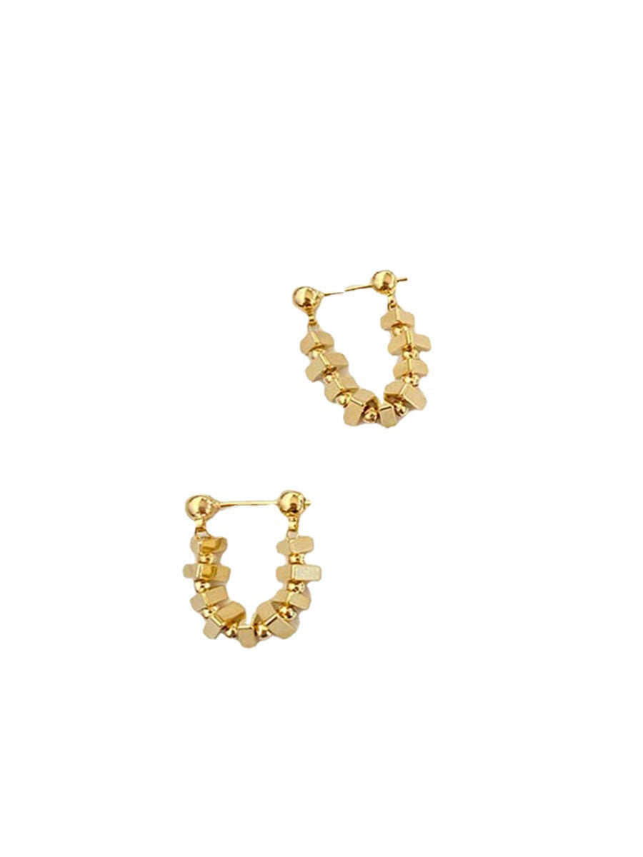 Square Exquisite High-grade Metallic Chain Front Earrings