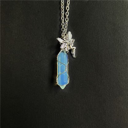 Cute Simple Fairy Crystal With Wings Necklaces