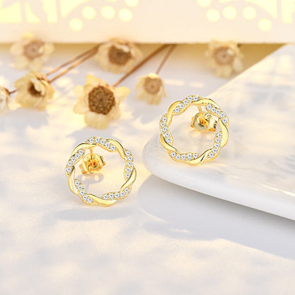 Interwoven Sier Needle Simple High Sense Earrings