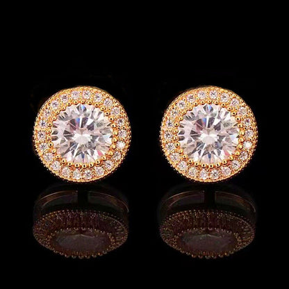 Women's Round 2 Karat Imitation Imported Color Moissanite Full Diamond Earrings