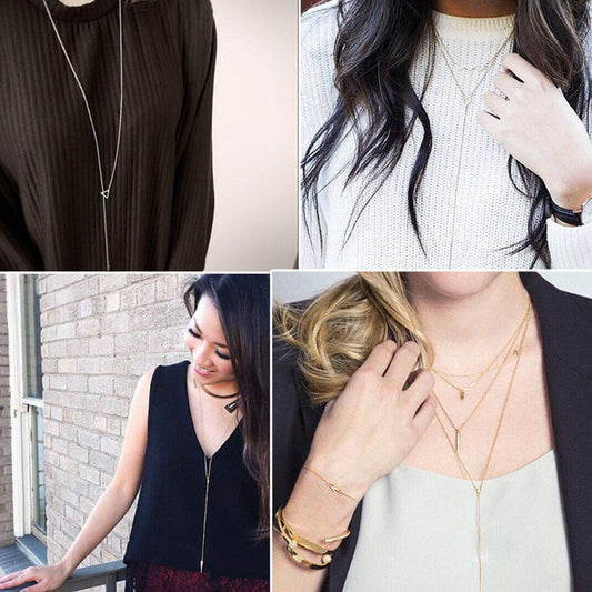Women's Triangle Pendant Versatile Design Long Sweater Necklaces