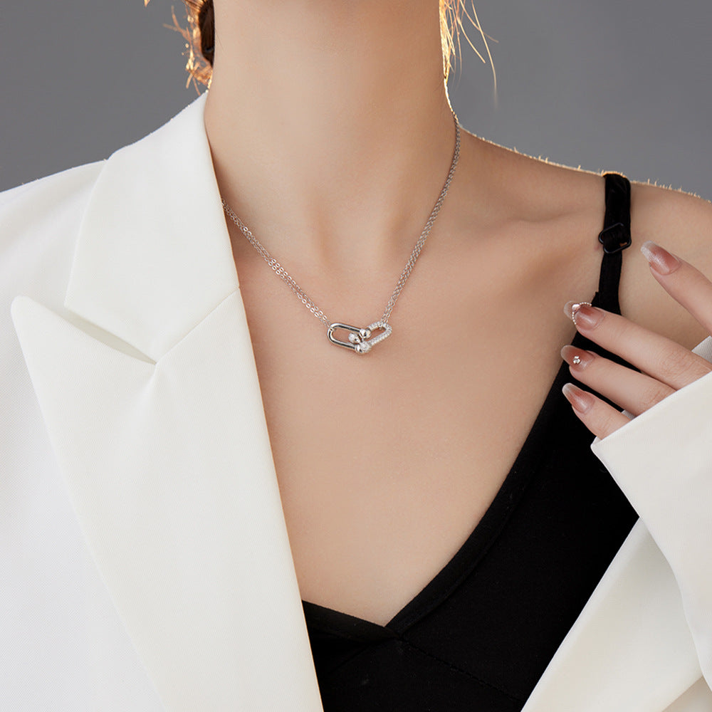 Diamond Horseshoe Clavicle Chain Versatile Personality Necklaces