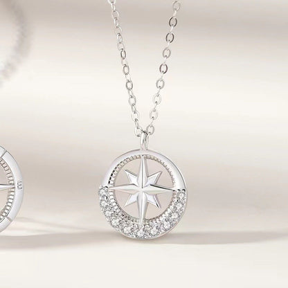 Awn Star Compass Couple Pair Of Necklaces