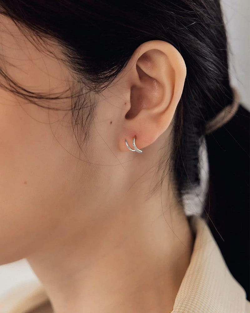 Women's Sier Korean Sterling Cute Spring Rotating Ear Earrings